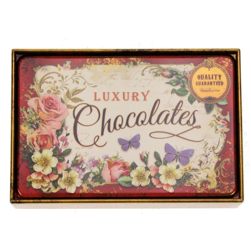 Blik Chocolates Luxury Vlinder Rood 11 x 7,5 x 4 cm