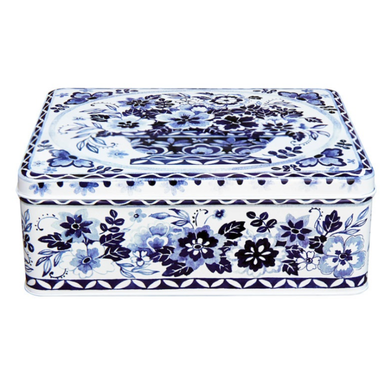 Blik Bloemen blauw-wit 19,5 x 15,5 x 7,5...