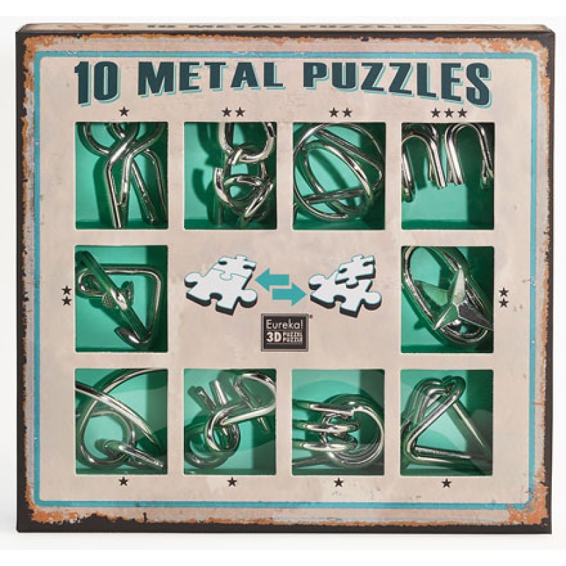 10 Metal Puzzles - Green Set