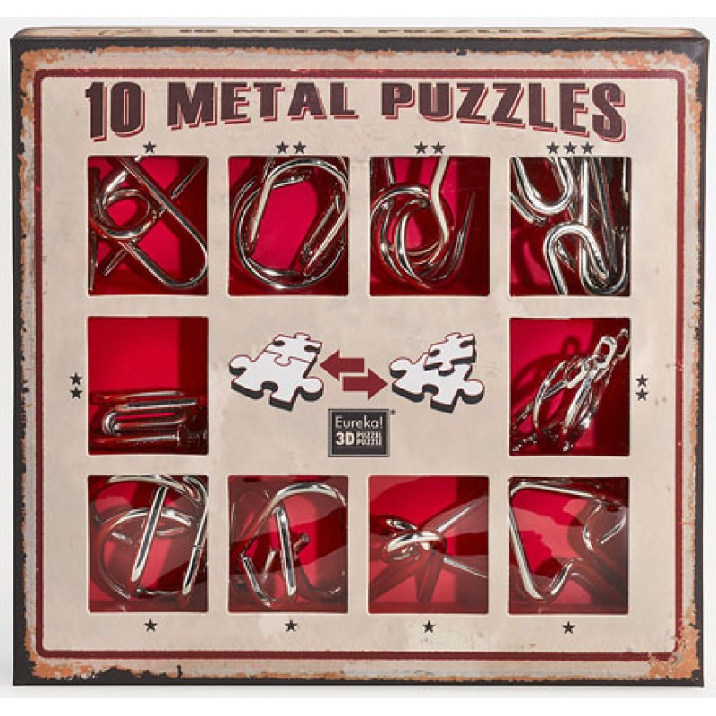 10 Metal Puzzles - Red Set