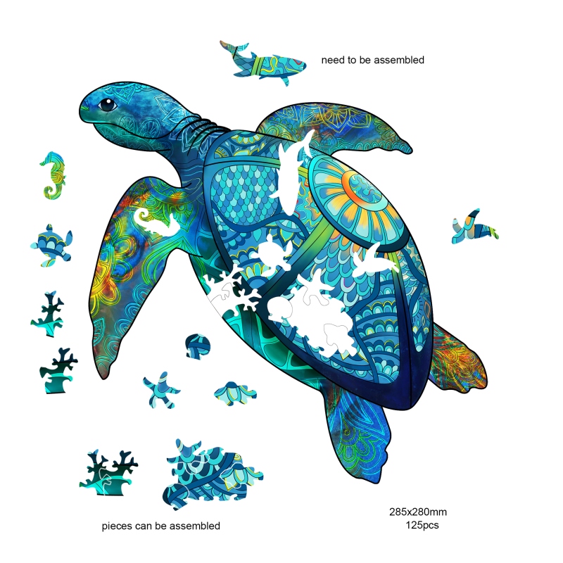 Rainbow Wooden Puzzles - Sea Turtle / Ze...