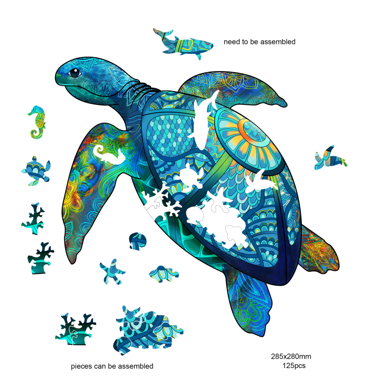 Rainbow Wooden Puzzles - Sea Turtle / Zeeschildpad