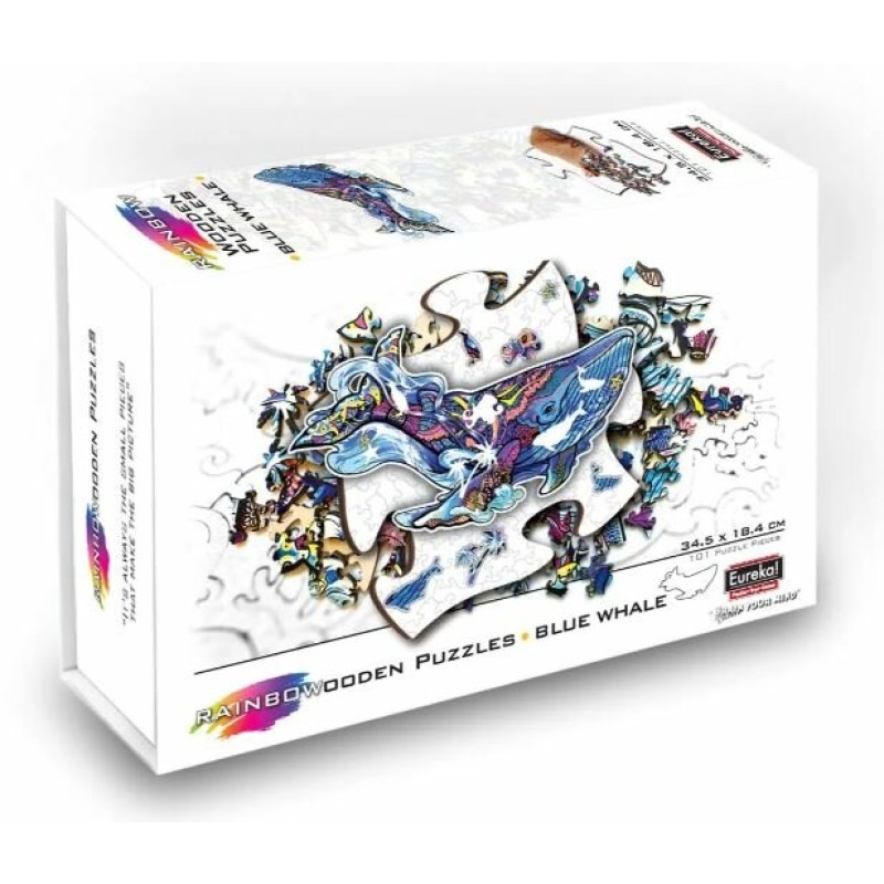 Rainbow Wooden Puzzles - Blue Whale / Blauwe Vinvis