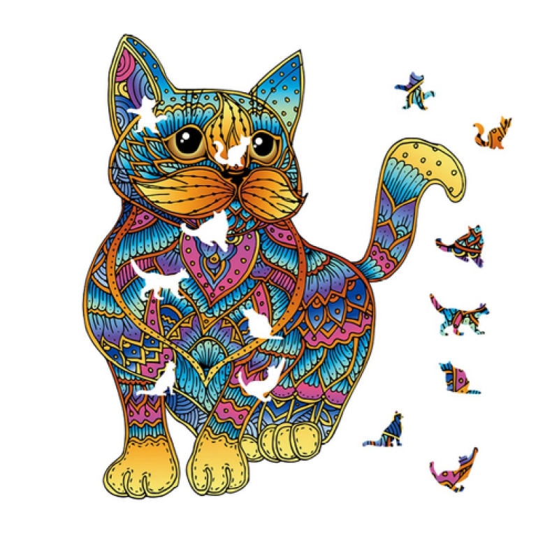 Rainbow Wooden Puzzles - Cat / Kat