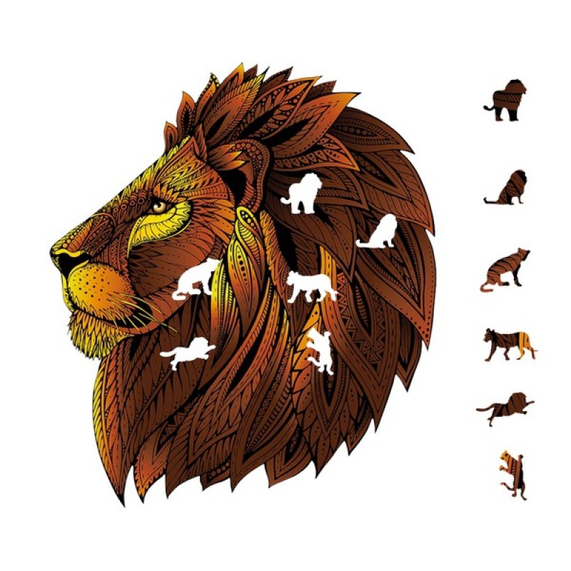 Rainbow Wooden Puzzles - Lion / Leeuw